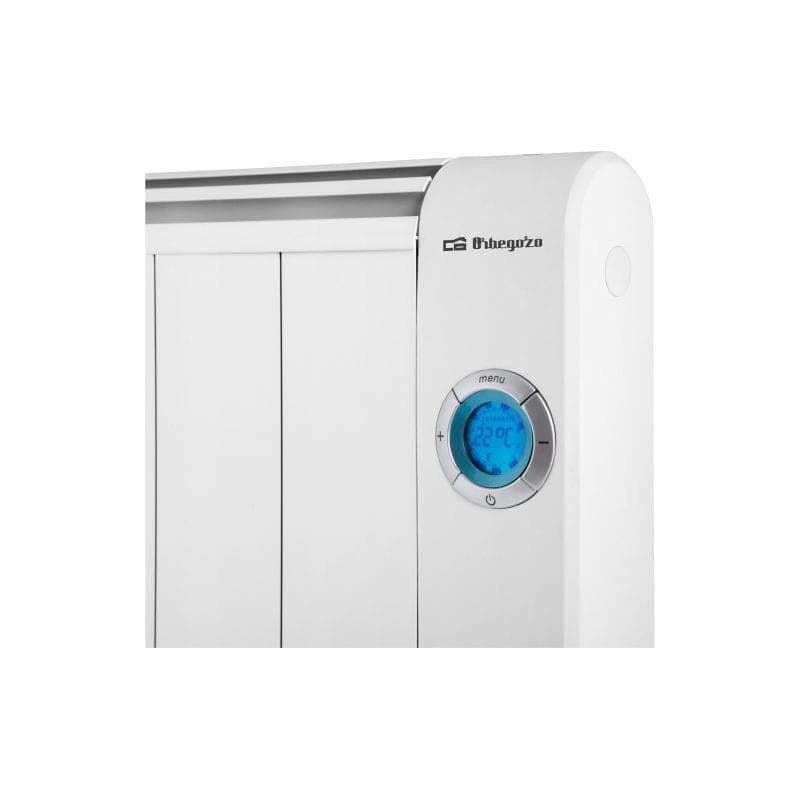 Détail du thermostat et de l'écran LCD du Chauffage Électrique Orbegozo RRE 1310 1300 W Blanc