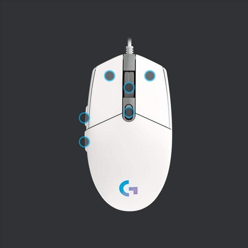 Ratón Gaming Logitech G102 Lightsync Blanco - Botones