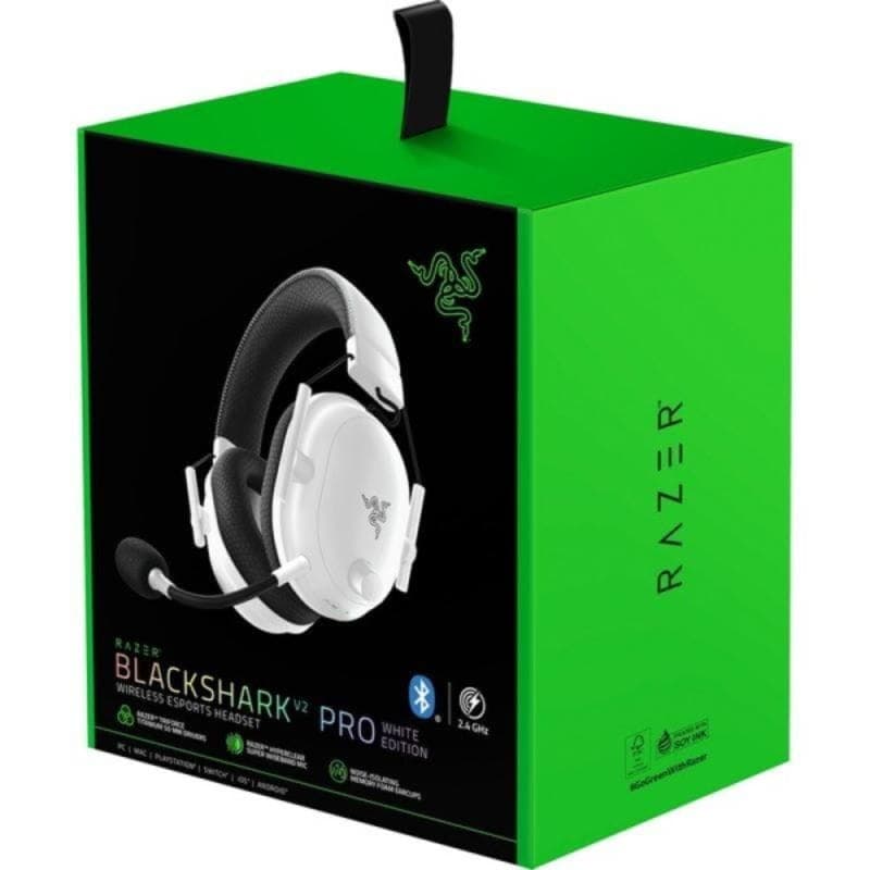 Caja de los Auriculares Razer Blackshark V2 Pro Bluetooth Sonido 7.1 Blanco