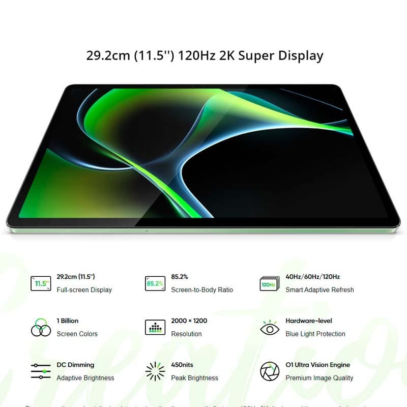 Tablet Realme Pad 2 cinzento com ecrã 11,5 2K, 120Hz, molduras finas, 6GB RAM, 128GB, brilho alto, 1 bilião de cores, proteção ocular e som imersivo