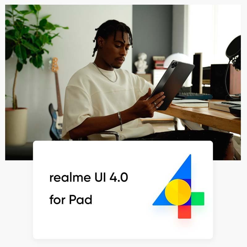 Tablet Realme Pad 2 6GB/128GB cinzento com ecrã 2K 11,5, design fino, câmara traseira única e interface realme UI 4.0 para produtividade e multimédia