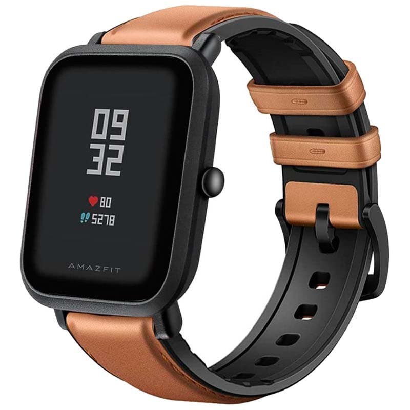 Bracelet Universel Cuir Premium 20mm pour smartwatch, cuir marron élégant, doublure noire, boucle et passants assortis, perforations pour ajustement
