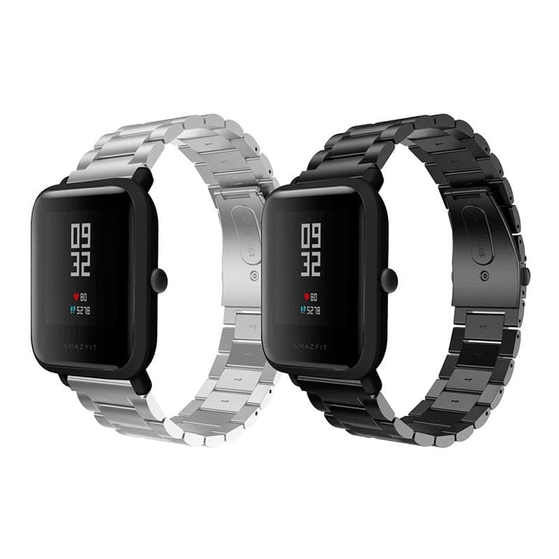 vista frontal de la Correa de recambio universal de 20mm para smartwatch Metal Eslabones Dual