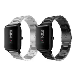 vista frontal de la Correa de recambio universal de 20mm para smartwatch Metal Eslabones Dual