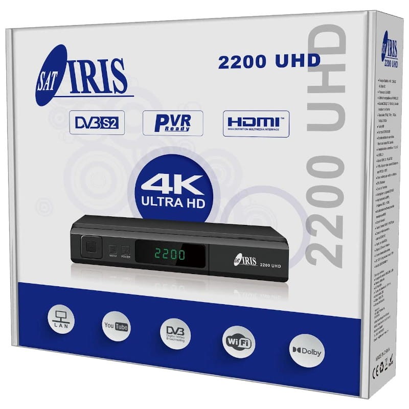 Receptor Satelite Iris 2200UHD-4K - Calidad 4K - WiFi