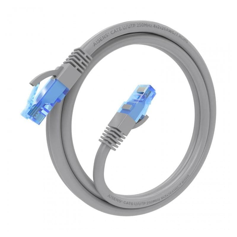 Cable de Red RJ45 Cat6 UTP CCA AWG26 hasta 1000Mbps 2m Aisens A135-0777 Gris enrollado