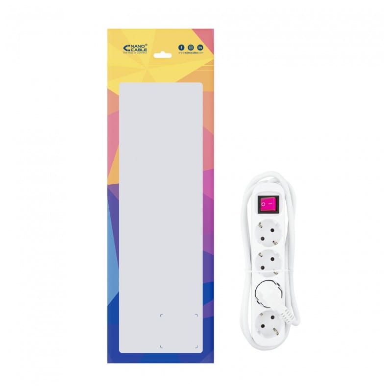Régua de alimentação de 4 tomadas Nanocable com interruptor 1.4m Branco - Item3