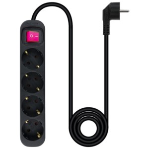 Nanocable 4-socket power strip with switch 1.4m Black