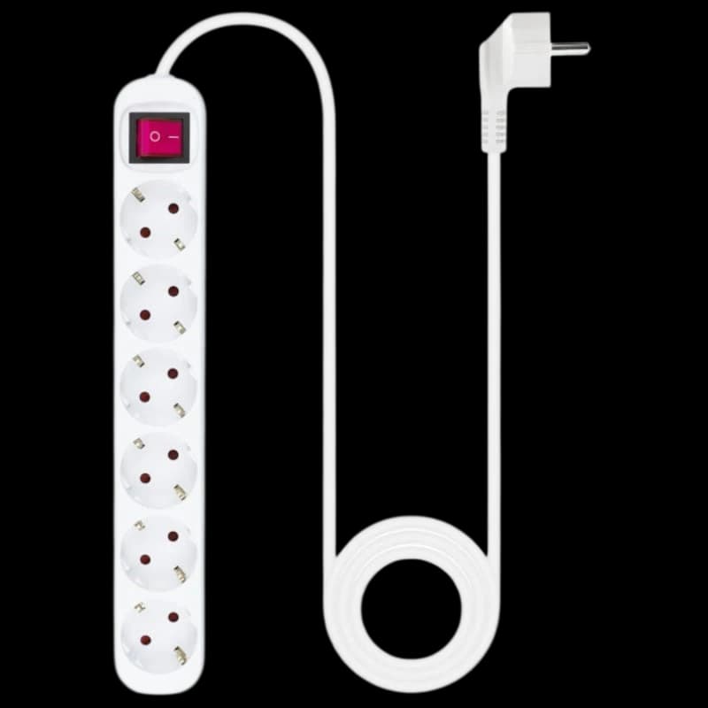 Bloc à 6 prises Nanocable avec interrupteur 1.4m Blanc