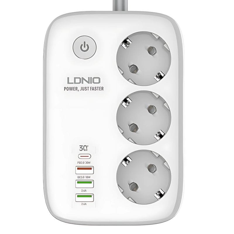 LDNIO SEW3452 Multiprise intelligente 3 prises + 4 USB Wi-Fi Blanc - Ítem