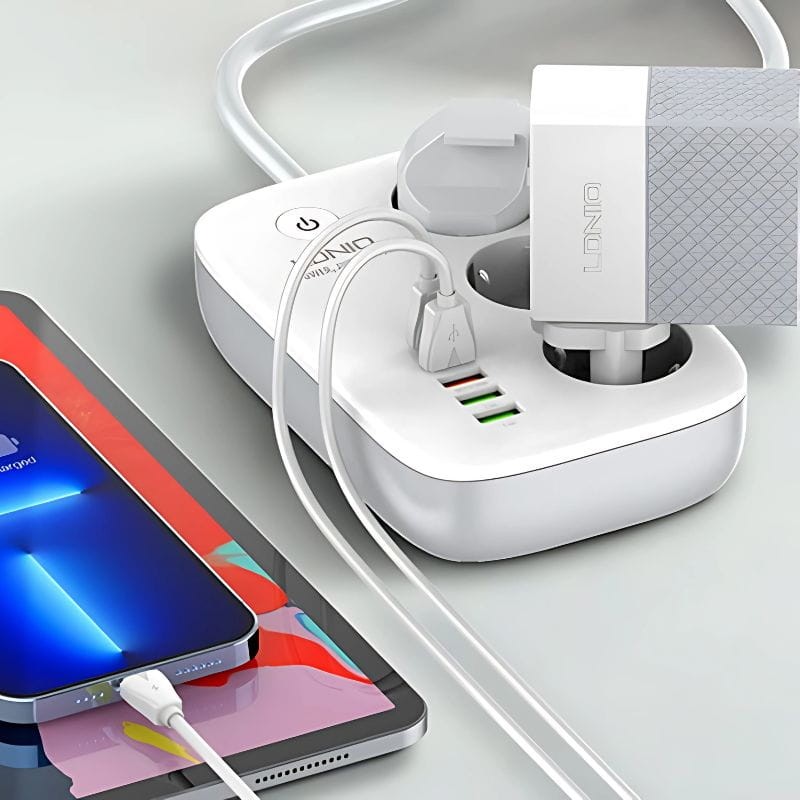 LDNIO SEW3452 Multiprise intelligente 3 prises + 4 USB Wi-Fi Blanc - Ítem2