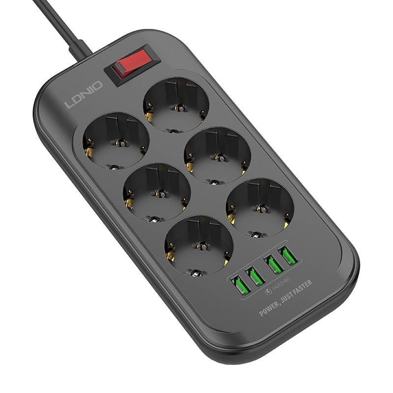 Bloco de tomadas SE6403 com 6 tomadas + 4 USB Preto - Item2