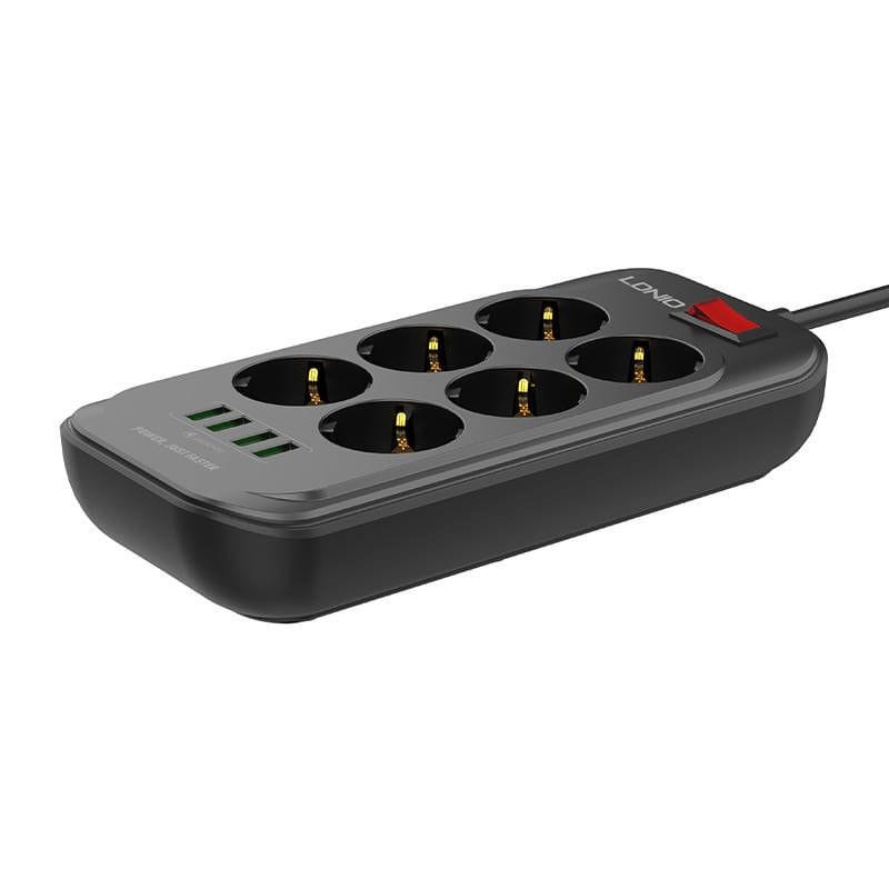 Bloco de tomadas SE6403 com 6 tomadas + 4 USB Preto - Item5
