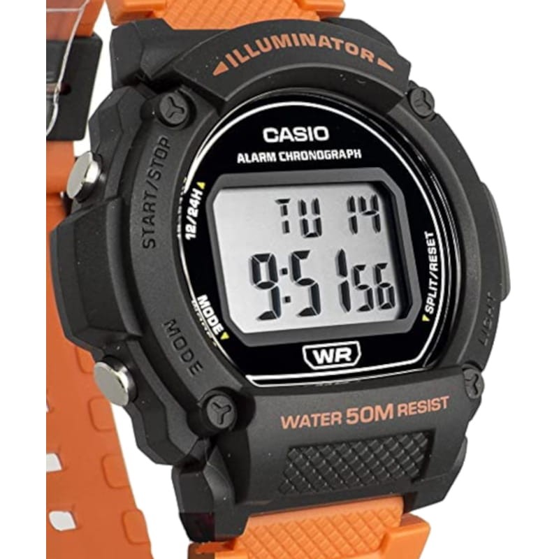 Casio W-219H-4AVEF Collection Hommes Montre numérique orange et noire - Ítem1