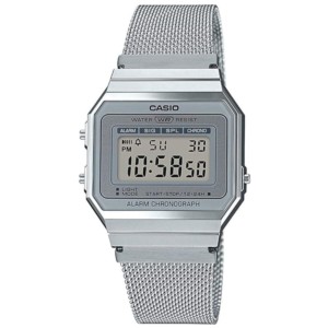 Casio A700WEM-7AEF Montre numérique argentée emblématique vintage