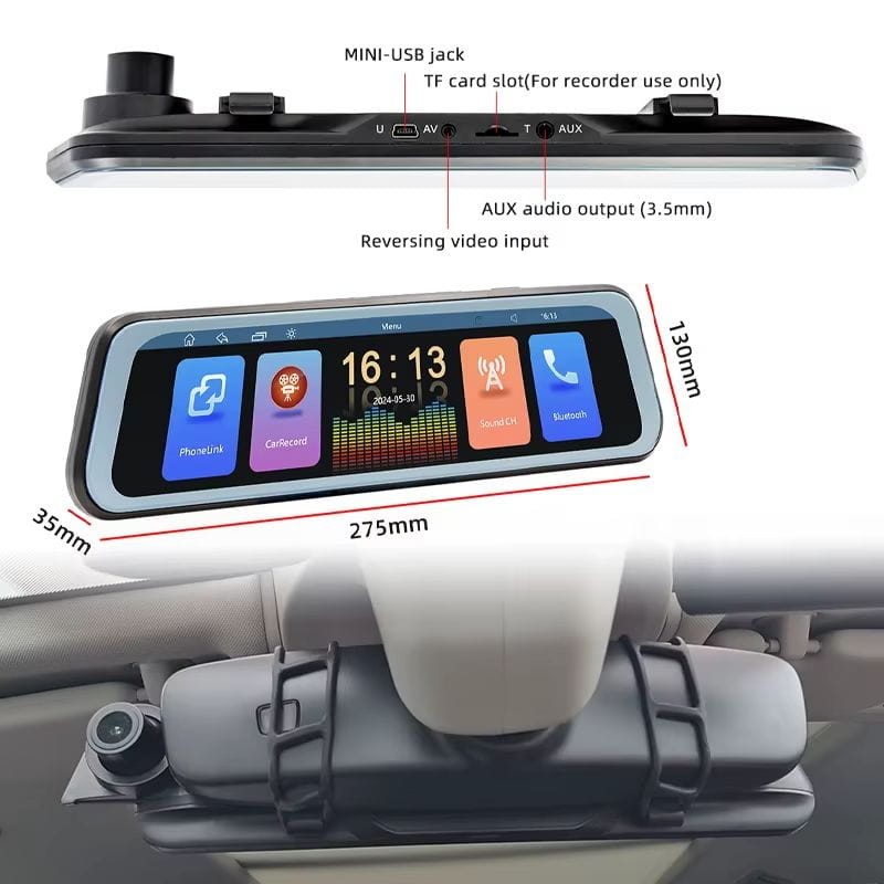 Espelho retrovisor SWM B5319R 9.36 Pouces Carplay/Android Auto Sem Fio Preto - Leitor multimédia para automóvel - Item3