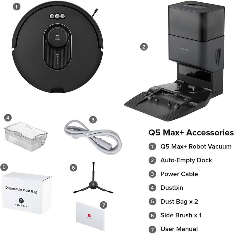 Roborock Q5 Max Plus Noir + Base auto-vidante - Aspirateur Robot - Ítem9