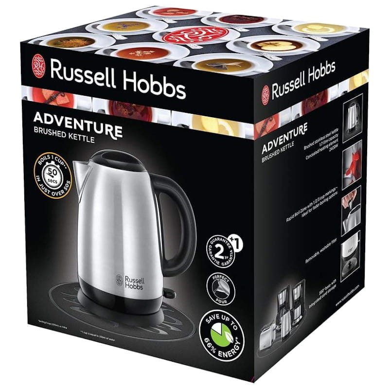Russell Hobbs Adventure Bouilloire Électrique 2400W 1.7L Acier/Noir