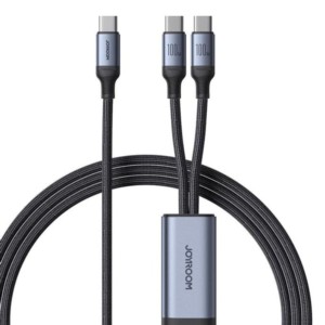 Joyroom SA21-1T2 2 en 1 1,5 m 100W USB C to C+C Noir - Câble de charge