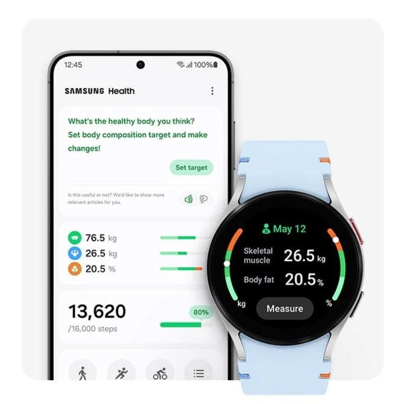 Samsung Galaxy Watch FE 40mm BT 16GB R861 Plata - Reloj inteligente con GPS y NFC - Ítem1