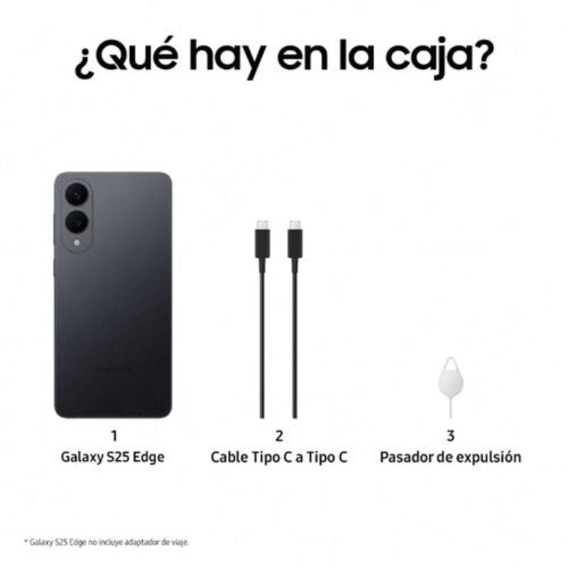 Samsung Galaxy S25 Edge 5G 12GB/256GB Titanium  Silver imagen del contenido de la caja