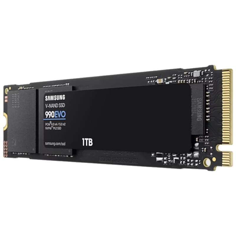 Samsung 990 EVO 1 To - SSD M.2 PCI Express 4.0 NVMe Vue de face côté gauche