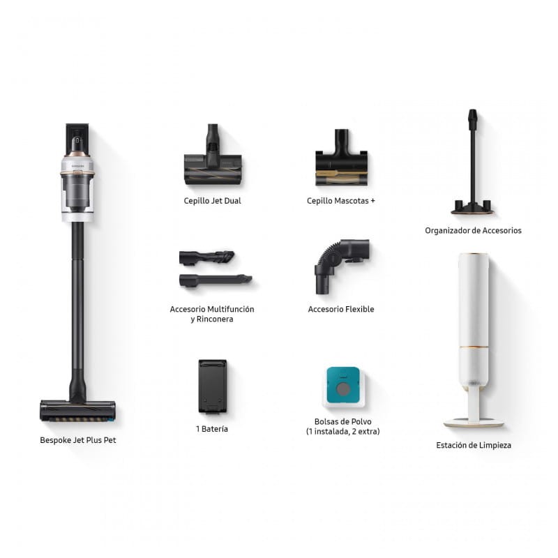 Samsung BESPOKE Jet + All in One Clean Station Blanca 210W VS20B95823W/WA - Aspiradora sin Cable - Ítem6