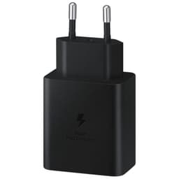 Chargeur mural noir compact Samsung 45W avec prise EU et logo Super Fast Charging, finition mate, bords arrondis, design minimaliste USB Type-C vers Type-C