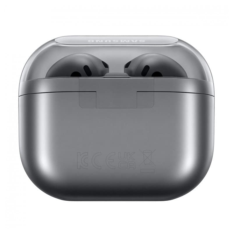 vue de face de l'étui de charge des Écouteurs Sans Fil Samsung Galaxy Buds3 Gris
