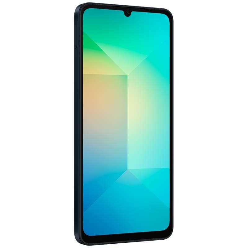 Samsung Galaxy A06 4G 4Go/64Go Or avec grand écran bord à bord, encoche discrète en goutte, cadre fin noir et coins arrondis, affichage lumineux vert-bleu