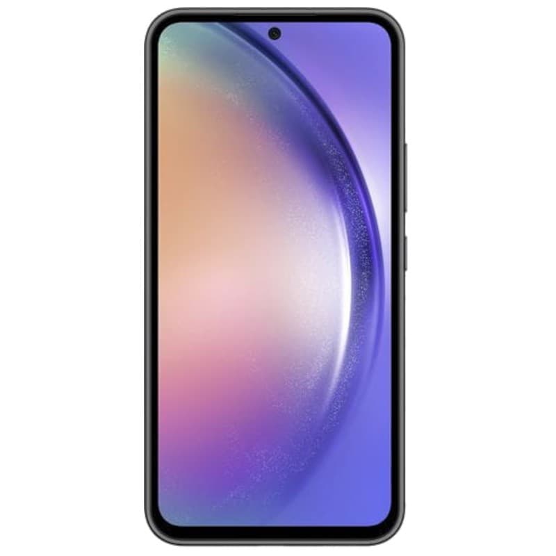 Samsung Galaxy A54 5G graphite avec grand écran bord à bord, poinçon centré pour la caméra, bords fins et design sobre reconditionné excellent état