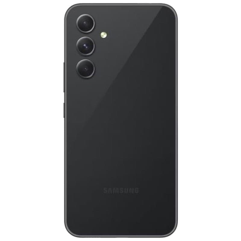 Samsung Galaxy A54 5G Graphite reconditionné excellent état, dos noir élégant avec triple caméra verticale et flash, finitions mates modernes