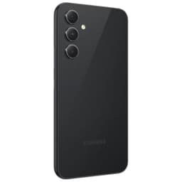 Samsung Galaxy A54 5G graphite reconditionné excellent état, dos noir brillant, triple capteur arrière aligné verticalement avec flash, bords fins