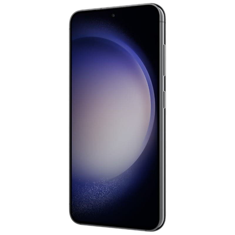 Vue avant et côté gauche du téléphone portable Samsung Galaxy S23 5G 8Go/256Go Noir