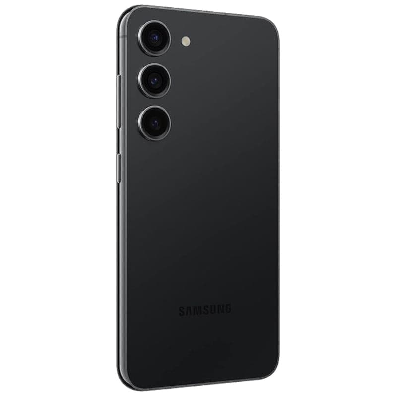 Vue arrière et latérale gauche du téléphone mobile Samsung Galaxy S23 5G 8Go/256Go Noir
