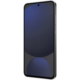 Samsung Galaxy S24 FE 5G en color grafito, pantalla amplia con borde fino, cámara frontal en orificio central y marco metálico con botones laterales