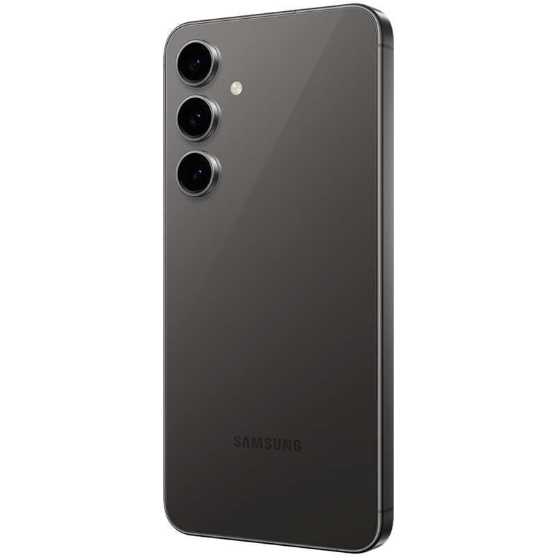 Samsung Galaxy S24 FE 5G graphite rénové excellent état dos en verre brillant bords plats triple capteur vertical finition élégante 8Go 128Go