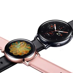 Samsung Galaxy Watch Active 2 44mm acero dorado clase B reacondicionado, caja metálica pulida con bisel táctil y correa rosa; pantalla AMOLED circular