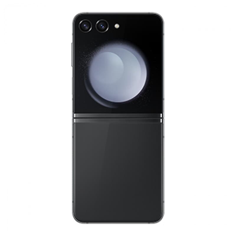 Samsung Galaxy Z Flip5 5G reconditionné bon état, coloris Graphite, coque pliable élégante, double capteur arrière, écran externe discret et finition mate