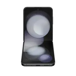 Samsung Galaxy Z Flip5 5G graphite reconditionné bon état, écran pliable ouvert, bords fins, port USB-C et haut-parleur visibles, design compact élégant