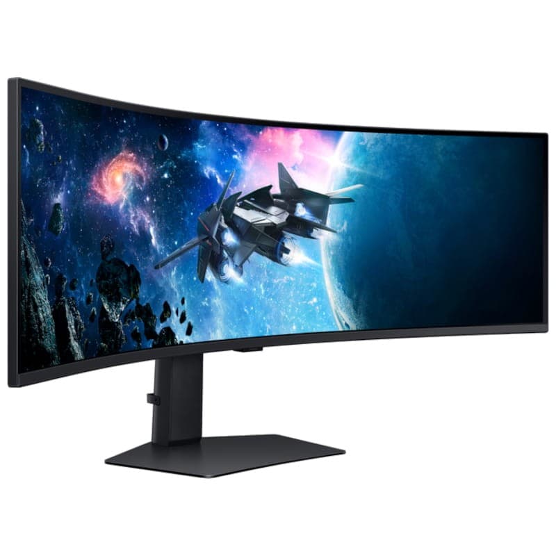 Samsung Odyssey G95C 49 WDQHD VA UltraWide Curved 240 Hz FreeSync Noir - Moniteur de jeu Vue avant côté droit