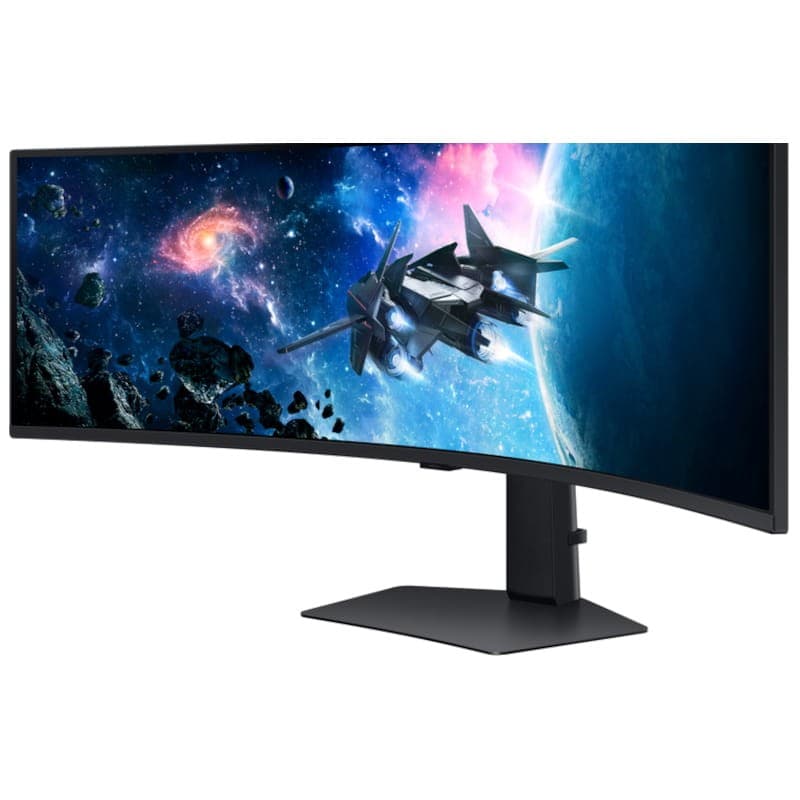 Samsung Odyssey G95C 49 WDQHD VA UltraWide Curved 240 Hz FreeSync Noir - Moniteur de jeu Vue avant côté gauche