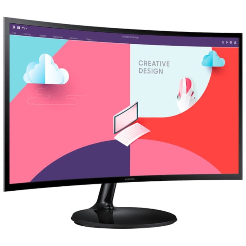 Samsung S36C 24 Full HD VA Curved FreeSync Noir - Moniteur PC Vue avant côté droit