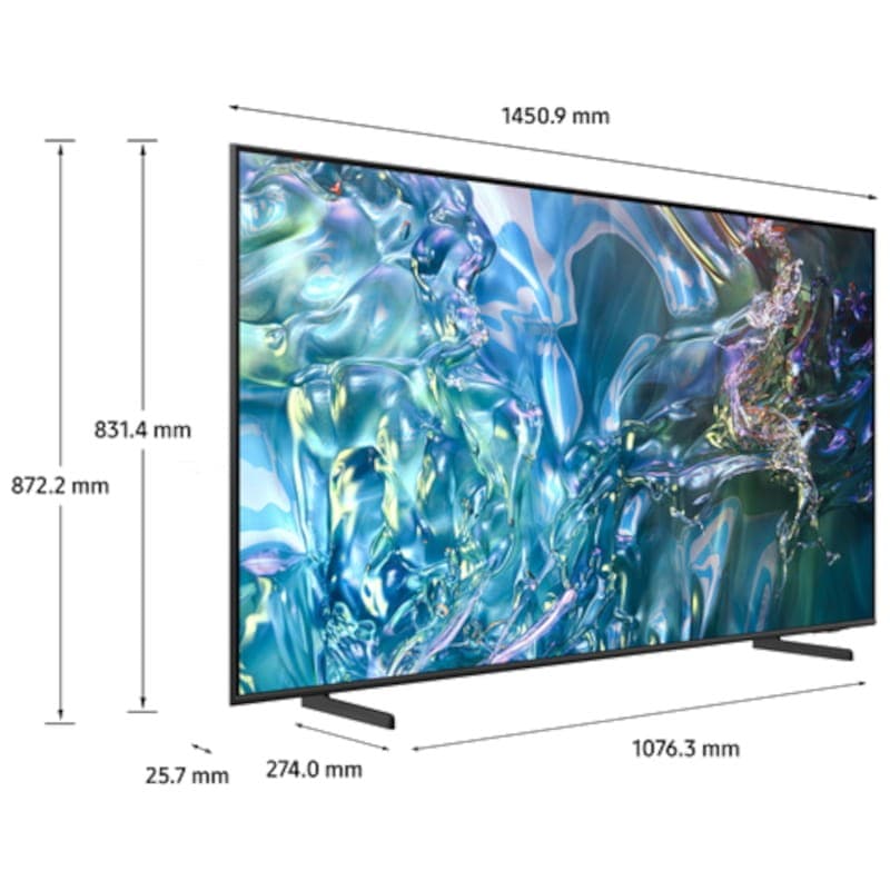 Samsung TQ65Q64DAU 65 4K Ultra HD Smart TV Wifi Cinzento - Dimensões da televisão