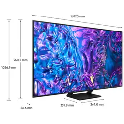 Samsung TQ75Q70DAT 75 4K UHD Smart TV Wifi Preto - Dimensões da televisão