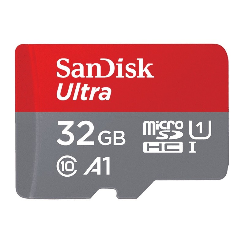 SanDisk MicroSD 32GB Ultra UHS-I Class 10 - Red and white color, with SD adapter - MicroSDHC - Class 10 - Reading speed: 100 MB / s - Level 4 protection