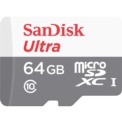 SanDisk MicroSD 64GB Ultra UHS-I + Adaptador Clase 10 - Color gris y blanco - MicroSDXC - Clase 10 - Velocidad de lectura: 80 MB/s - Protección de Nivel 4 - Adaptador SD - Ítem