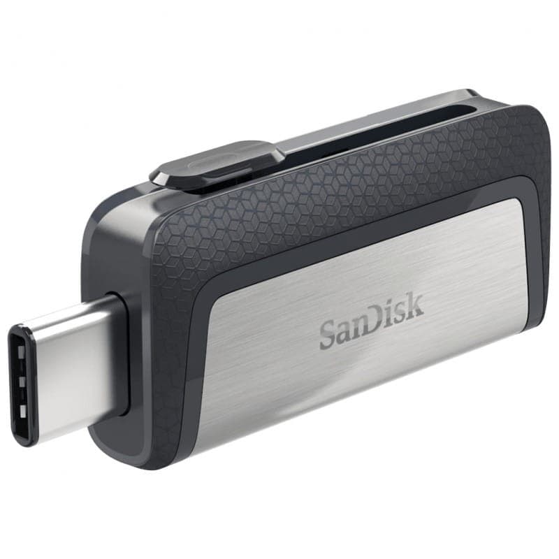 SanDisk Ultra Dual USB-C/USB 3.2 32 Go Noir/Argent - Clé USB - Latéral gauche