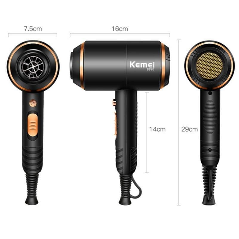 Secador de Cabelo Kemei KM-8896 SuperPower 4000W 4 em 1 Preto/Dourado - Item5