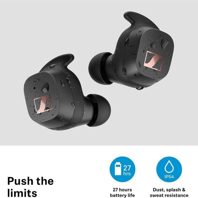 Sennheiser SPORT True Wireless Táctil IP54 7 mm Negro - Auriculares inalámbricos imagen de características de los auriculares